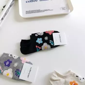 Милый милый кролик принт короткие женские носки-лодочки нескользящие мелкий носок серый