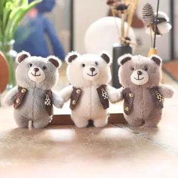 Милый милый маленький мишка кулон плюшевая игрушка кукла жилет медведь сумка подвесной брелок тряпичная кукла кукла 14cm