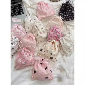 Милый милый медведь мультфильм завязывающийся шнурок карман женские сумки косметичка косметичка большой емкости кошелек для монет мешочек