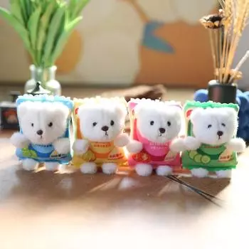 Милый милый мишка-чипсы, плюшевая игрушка, кукла, мультяшный школьный рюкзак, подвесное украшение, брелок, кукла 12 cm