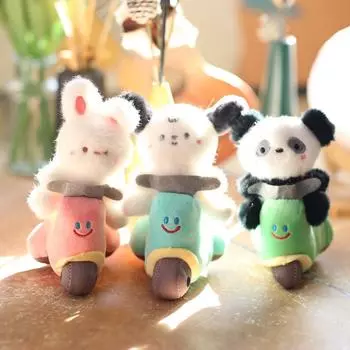Милый милый мотоциклетный маленький кролик подвеска плюшевая игрушка кукла маленькая панда школьный рюкзак подвесное украшение брелок кукла 15cm.