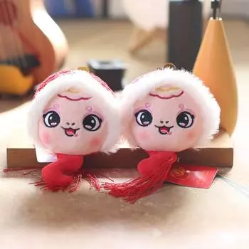 Милый милый талисман года змеи, маленькая подвеска, плюшевая игрушка, кукла, мультяшная длинная сумка-червяк, подвесной брелок 13Cm