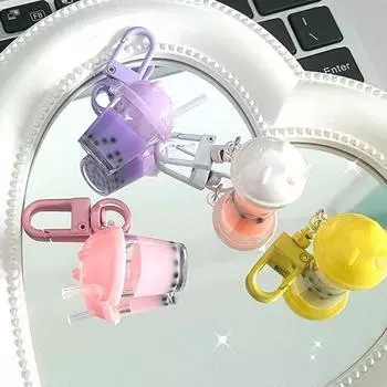 Милый мини-брелок с жемчугом и молочным чаем, кулон в виде мультяшного медведя, шляпа, брелок с чашкой молочного чая, парные украшения, подвески для рюкзака, сумка, декор, подарки чёрный