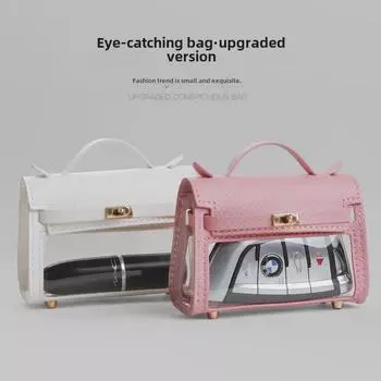 «Милый мини-чехол для наушников AirPods: Прозрачный платиновый дизайн, универсальное хранилище для автомобильных ключей.