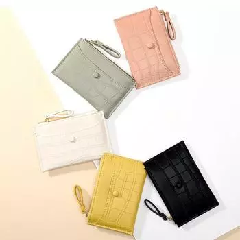 Милый мини-кошелек, женский кошелек для монет, женский кошелек из искусственной кожи, женский мини-ультратонкий маленький кошелек на молнии с карманом для монет, короткий кошелек чёрный