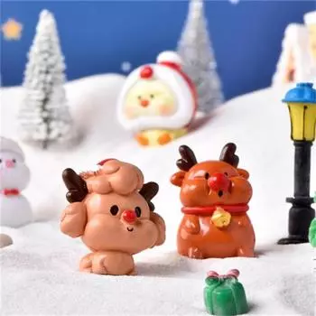 Милый мини-рождественский снеговик, шапка Санты, мультяшные животные, микро-украшения для ландшафтного дизайна, украшения для автомобилей из смолы, рождественские украшения, подарки
