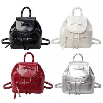 Милый мини-рюкзак с бантом, сумка с верхней ручкой, эстетичный рюкзак для женщин и девочек чёрный