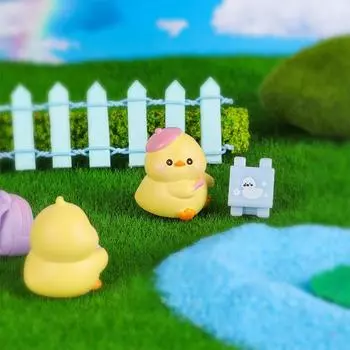 Милый мини-украшение для весенней прогулки с изображением утенка, мультяшное животное, микроландшафтная модель, интерьер автомобиля, украшение для домашнего рабочего стола, подарки