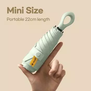 Милый мини-зонт для женщин, защита от ультрафиолета, пляжный зонтик от солнца, ветрозащитный уличный маленький карманный зонт белый