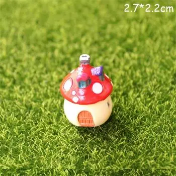 Милый миниатюрный террариум Микроландшафт Ремесленные украшения Мини грибной домик Садовые аксессуары S красный