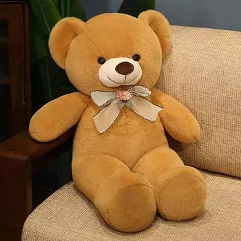 Милый Мишка с Бантиком Тряпичная Кукла Детская Обнимашка Мишка Кукла для Сна Плюшевый Мишка Плюшевая Кукла Подарок на День Рождения 60cm коричневый