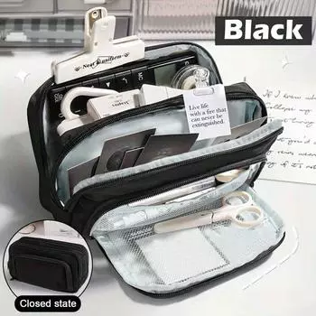 Милый многослойный пенал, сумка для ручек большой емкости, прочная сумка для хранения канцелярских принадлежностей для студентов, школы и офиса