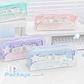 Милый модный пенал в американском стиле, однотонная сумка-карандаш, водонепроницаемая сумка для хранения канцелярских принадлежностей большой емкости, студенческая сумка фиолетовый