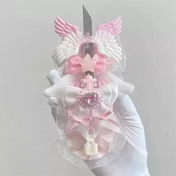 Милый Модный Розовый Канцелярский Нож Крылья Бант Сердце Канцелярский Нож Бумага Студент Портативный Милый Нож Креативный Резак для Бумаги Подарки A2