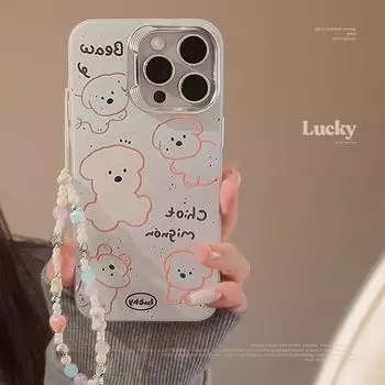 Милый молочно-белый чехол для телефона с собакой 11/12/13/14/15 15promax