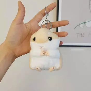 Милый мягкий хомяк брелки для ключей брелки пушистые безделушки автомобильная сумочка кулон брелок Chian кольцо держатель подарок на день рождения