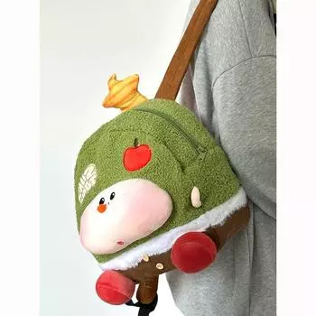 Милый мягкий милый мультяшный плюшевый рюкзак для женщин, новый легкий школьный рюкзак для путешествий на работу, ниша, дерево желаний, рюкзак зелёный