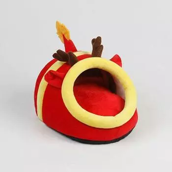 Милый мягкий плюшевый домик для белки в форме оленя из мультфильма, хомяка, морских свинок, спальное гнездо, товары для маленьких животных M красный