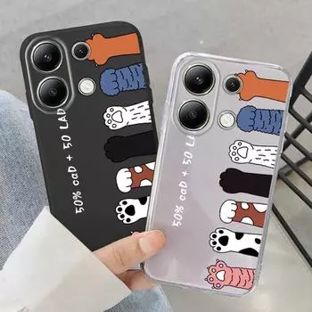 Милый мягкий силиконовый чехол с коготь для Xiaomi Redmi Note 13 14T 15 Samsung A55 A35 S24 FE S25 iPhone Huawei Honor Realme Camera Защитный противоударный чехол Samsung Galaxy S9 Plus