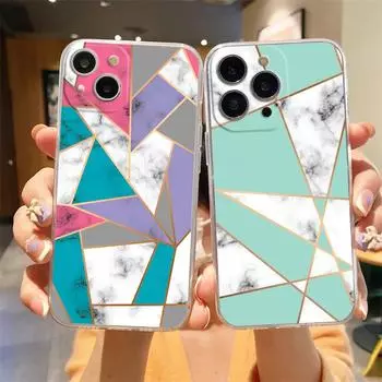 Милый мраморный модный прозрачный чехол для телефона iPhone 15 14 13 12 Mini 11 Pro Max XS X XR 7 8 Plus противоударный силиконовый чехол iPhone 13 mini