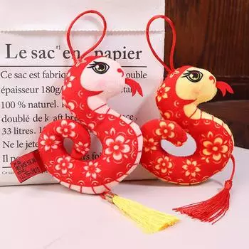 Милый мультфильм 2025 китайский Новый год зодиак змея плюшевый брелок сумка кулон мягкая кукла счастливый талисман для детей подарки белый