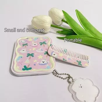 Милый мультфильм Белый медведь складной раскладной зеркало для макияжа зеркало с расческой портативный креативный для женщин девочек ручное зеркало