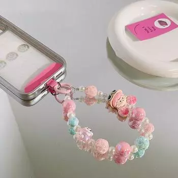 Милый мультфильм бисерный анти-потеря мобильный телефон ремешок на запястье цепочка чехол для телефона сумка-шнурок подвески украшение зелёный