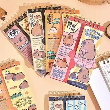 Милый мультфильм Capybara английский текстовый блокнот половина покрытия слова памяти студента мини портативный карманный экзаменационный блокнот слова 135x75mm