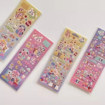 Милый мультфильм Декоративная лазерная наклейка INS Gooka Декоративная наклейка PET Bottom Traceless Наклейка