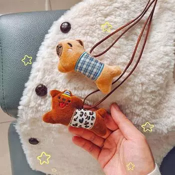 Милый мультфильм длинные полоски маленькие животные плюшевые куклы кулон рюкзак подвески украшения подарки