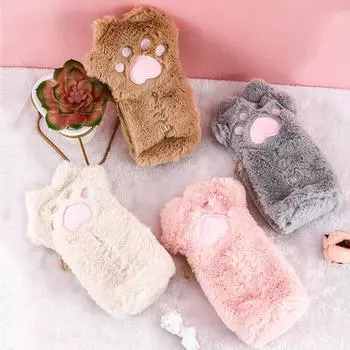 Милый мультфильм для девочек, плюшевый пенал, пенал, канцелярский чехол, держатель для ручек серый