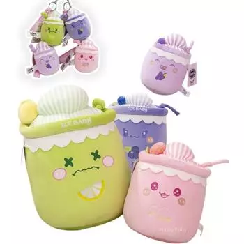 Милый мультфильм фруктовый сок пузырьковый чай мягкая фаршированная разноцветная черника лимон виноград персик молочный чай бутылка подушка плед декоративная кукла 11cm pendent