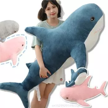 Милый мультфильм Gaint Shark Whale плюшевая кукла подушка серый синий розовый Shark Whale плюшевая кукла домашний декор теплые объятия для девочек мальчиков about 15cm