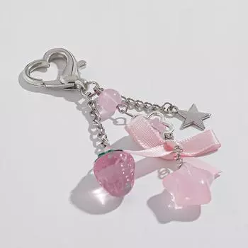 Милый мультфильм клубника бант звезда брелок кулон телефон шарм для женщин девочек рюкзак украшения аксессуары подарки
