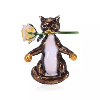 Милый мультфильм креативный сплав капельный укус роза кошка брошь брошь аксессуар булавка чёрный