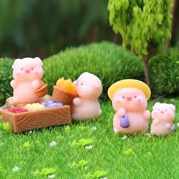 Милый мультфильм Мини Свинья Кукла Украшение Кукольный домик Микро Пейзаж Сцена Украшения Автомобиль Авто Декор Настольные Украшения
