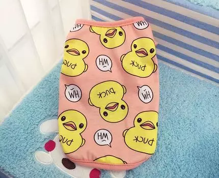 Милый мультфильм мода желтый утка кошки собаки жилет щенок весенняя рубашка подарки одежда ювелирные изделия S розовый