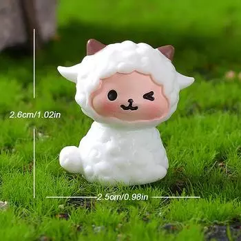 Милый мультфильм овечка микро ландшафтный орнамент фигурки ягненка миниатюры украшения для домашнего стола кукольный домик реквизит аксессуары подарок
