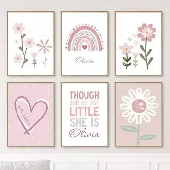 Милый мультфильм ромашка подсолнух радуга цитата любовь настенные художественные постеры скандинавские картинки для детской комнаты декор холст картины принты 21x30cm No Framed