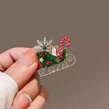 Милый мультфильм Рождественская шапка носки сани машина броши для мужчин и женщин рождественская вечеринка одежда украшения булавки рождественские подарки