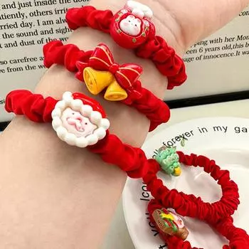 Милый мультфильм Рождество Высокая эластичная веревка для волос для женщин и девочек Милые универсальные повязки для волос Kawaii аксессуары для волос Подарки