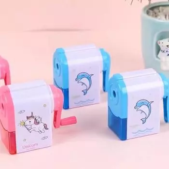 Милый мультфильм ручная школа дети точилка для карандашей рукоятка синий