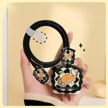 Милый мультфильм рыба-мигрант для iPhone 14, кабель для передачи данных, защитный чехол для зарядки, противовзломный чехол, совместимый с iPhone 11, 12, 13, 15promax D