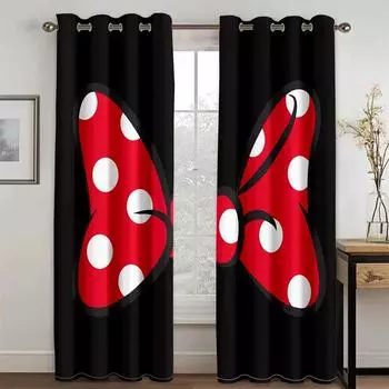 Милый мультфильм с бантом для малышей и девочек, люверсы, верхняя часть из 2 частей, полузатемняющая оконная штора для гостиной, спальни, домашний декор Milled cotton fabric&Grommet Top