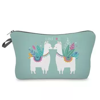 Милый мультфильм с принтом ламы на молнии, дорожная сумка для хранения, женская косметичка, держатель