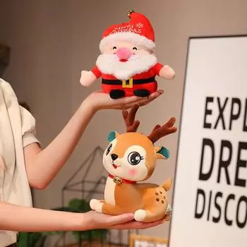 Милый мультфильм Санта-Клаус олень плюшевые игрушки мягкие игрушки олень мягкая кукла Дед Мороз плюшевый Рождественский декор подарок для детей 20-23cm
