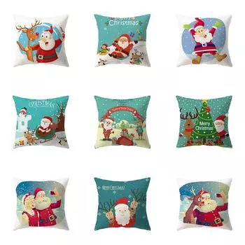Милый Мультфильм Санта-Клаус Счастливого Рождества Принт Шаблон Наволочка Чехол Главная Гостиная Диван Украшение Подушка Наволочка 40X40CM