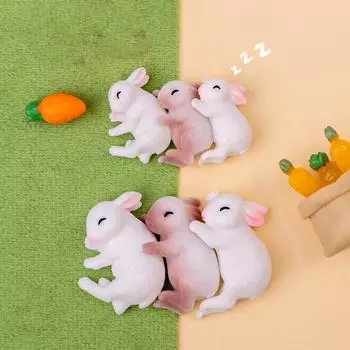 Милый мультфильм Спящий кролик украшения смоляная миниатюрная фигурка микропейзаж кавайный домашний настольный декор аксессуары подарки