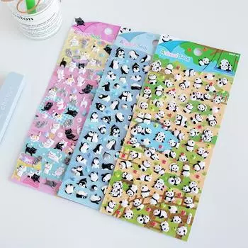 Милый мультфильм животных скрапбук журнал наклейка рельеф кавайный кот панда канцелярские наклейки DIY декор багаж канцелярские наклейки