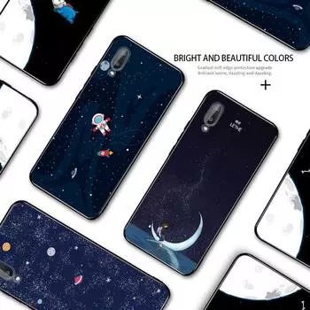 Милый мультфильм Звездное небо Планета Астронавт Космическая собака Луна Девушка Чехол Samsung A01